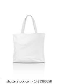 Blank White Canvas Tote Bag For Save Global Warming Isolated On White Background With Clipping Path