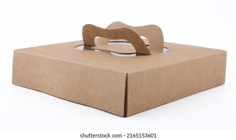 Blank White Cardboard Cake Box Mock Up, Side View