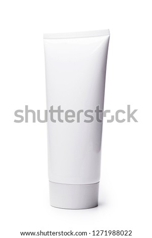 Blank white cosmetic tube isolated on white background