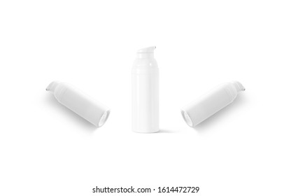 Blank white cream bottle mockup, front and side view. Empty plastic package for balsam or liniment mock up, isolated. Clear women healthcare or beauty gel mokcup template. - Shutterstock ID 1614472729