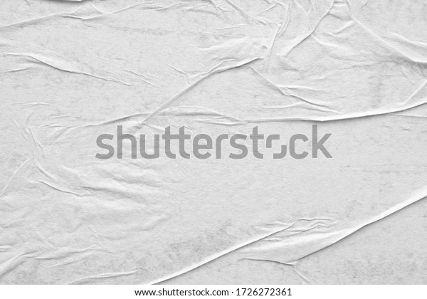 Blank white crumpled and creased paper poster\
texture background