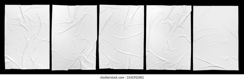 Blank white crumpled paper poster texture background. White paper wrinkled poster template, white paper sticker poster mockup on wall concept - Shutterstock ID 2141952401
