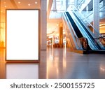 blank white digital signage display on an escalator side for mockup business