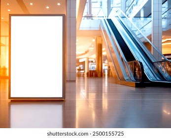 blank white digital signage display on an escalator side for mockup business - Powered by Shutterstock