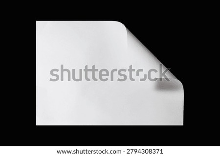 Blank white document sheet isolated on a black background with a folded corner.