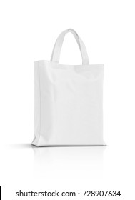 пустая белая ткань холст сумка для покупок изолирована на белом фоне