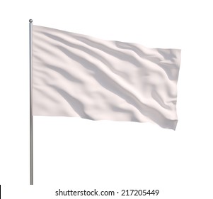 Blank white flag  3d illustration white background 