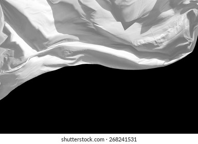 Blank White Flag, Isolated On Black Background.