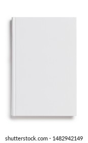 Blank White Hard Cover Book, View From Above, Isolated On White Background