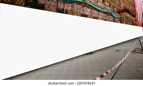 Blank white long hoarding with mock up space at city street outdoor side view - Shutterstock ID 2207678247