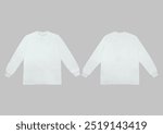 Blank white long sleeve t shirt mockup, front and back view, isolated on clean background with clipping path. Long sleeve flatlay Template for design and print.