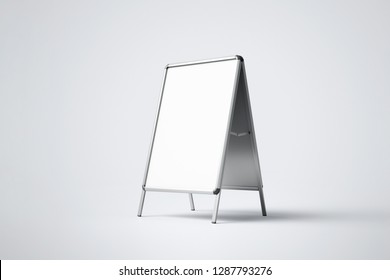 Blank white metallic outdoor A stand mock up.