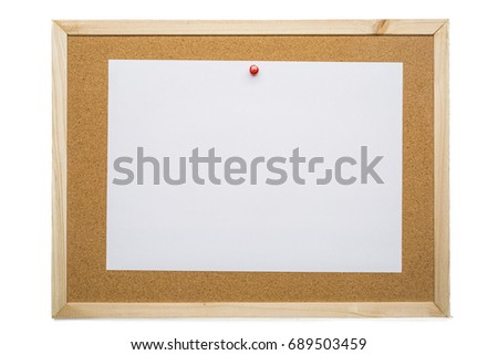 Blank white note paper on cork board, notification concept, blank space