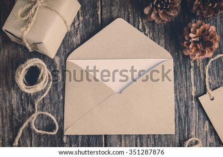 Similar – Image, Stock Photo Old paper envelopes over wood texture