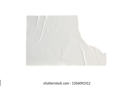 Blank white paper sticker label isolated on white background with clipping path