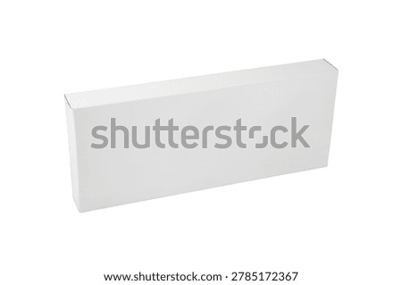 Blank white rectangular box object mock-up on white background