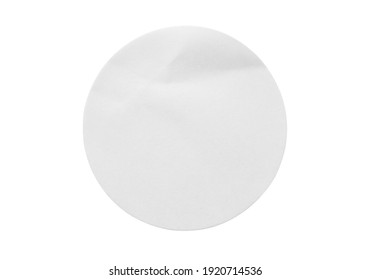 Blank White Round Paper Sticker Label Isolated On White Background