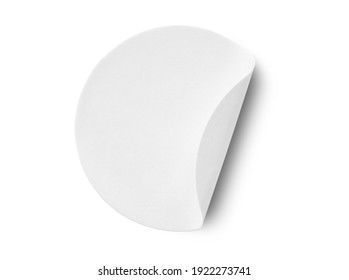 Blank White Round Paper Sticker Label Isolated On White Background