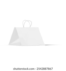 A blank white shopping bag with handles, suitable for branding or retail use. - Powered by Shutterstock