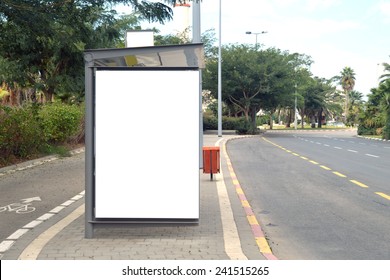 A Blank White Sign On Bus Station