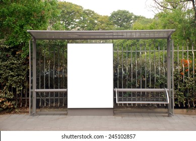 A Blank White Sign On Bus Station