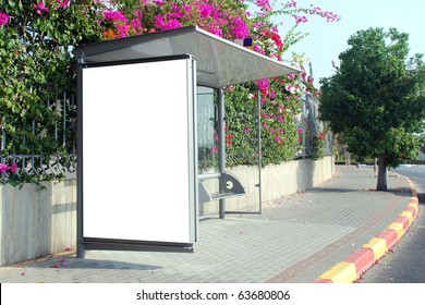 A Blank white Sign on Bus station - Powered by Shutterstock