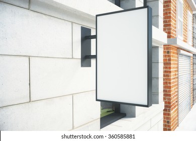 Blank white signboard on the wall outdoor, mock up