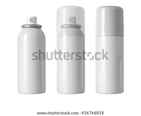 Blank white  spray can isolated on white background, Aerosol Spray Can , Metal Bottle Paint Can Realistic photo image
