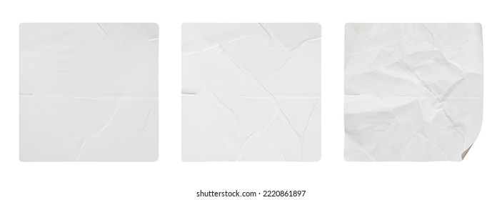 Blank white square paper sticker label set isolated on white background - Shutterstock ID 2220861897