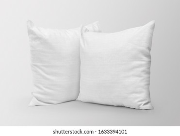 Blank white square two pillows mockup side by side on isolated background