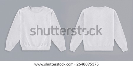 Blank white sweater front and back view mockup on grey background