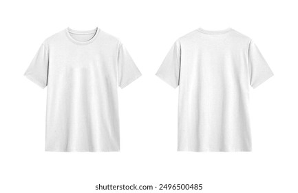 Blank white t shirt front and back mockup, plain cotton tshirt mock up template for design, branding, print, store. Empty casual apparel