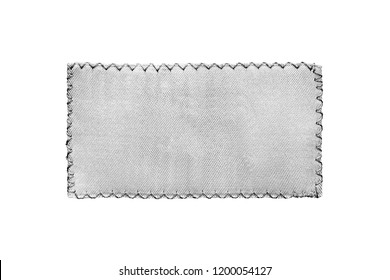 Blank White Textile Patch On White Background Closeup