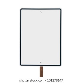 Blank White Vertical Road Sign Isolated.