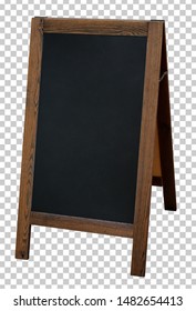 Blank Wooden Foldable Sidewalk Sign, Signboard Mockup Or Mock Up Template Isolated On Transparent Background Including Clipping Path.