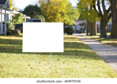 blank yard sign during sunny autumn weather - Shutterstock ID 494979196