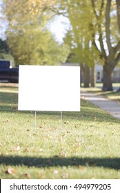 Blank Yard Sign During Sunny Autumn Weather