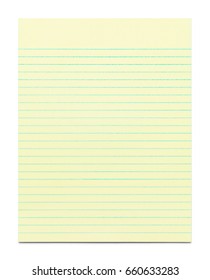 Blank Yellow Line Paper Isolated On White Background.