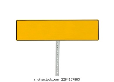 Blank yellow road sign isolated with cut out background.
