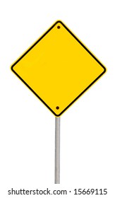 Blank yellow road warning sign (with clipping path). - Shutterstock ID 15669115