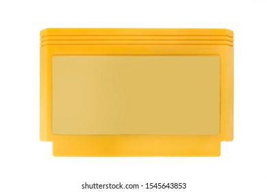 Blank Yellow Video Game Cartridge Isolated Over White