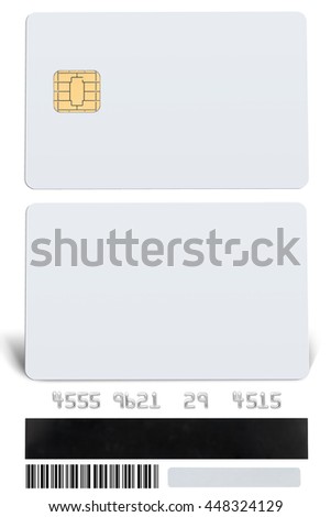 Blanked Chip of Smart card close up Photo isolated on white background. This has clipping path.