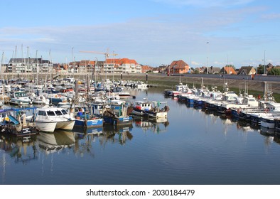 BLANKENBERGE, BELGIUM, 2 AUGUST 2021: View Of The Busy Yacht Harbour At Blankenberge On A Summers Evening. Blankenberge Is A Very Popular Beach Resort On The Belgian Coast.