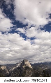 Blanket of clouds over half dome in late fall.