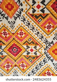 Blanket stripes seamless vector pattern. Black and white Cinco de Mayo party decor or ethnic mexican fabric pattern with colorful stripes. Serape design.


