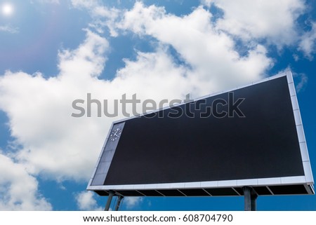 Blanks led scoreboard with copy space , blue sky background. 