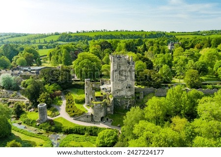 Blarney Castle, medieval stronghold in Blarney, near Cork, known for its legendary world-famous magical Blarney Stone aka Stone of Eloquence, and renowned awe Blarney Gardens. County Cork, Ireland.