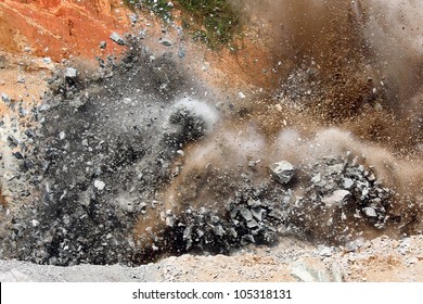 Blast In Open Cast Mining Quarry