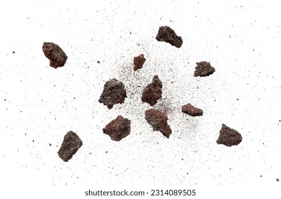 Blast of rock with dust particle isolated