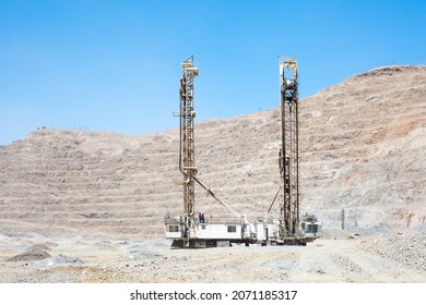 Blasthole Drill In An Open Pit Copper Mine Operation In Chile